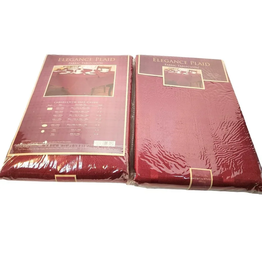 Set‎ of 2 Burgundy 60x120 Oblong Fabric Decorative Tablecloths NWT